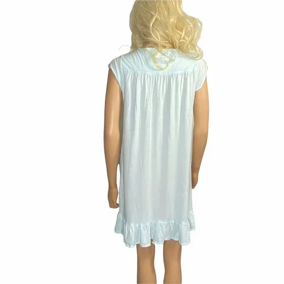 Eileen West Cotton Blend Nightgown Light Blue Chemise XS/S Short - Picture 7 of 8